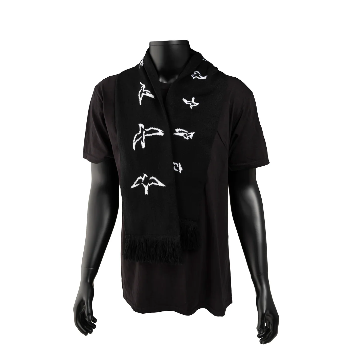 PRS Scarf, Jacquard Birds, Black