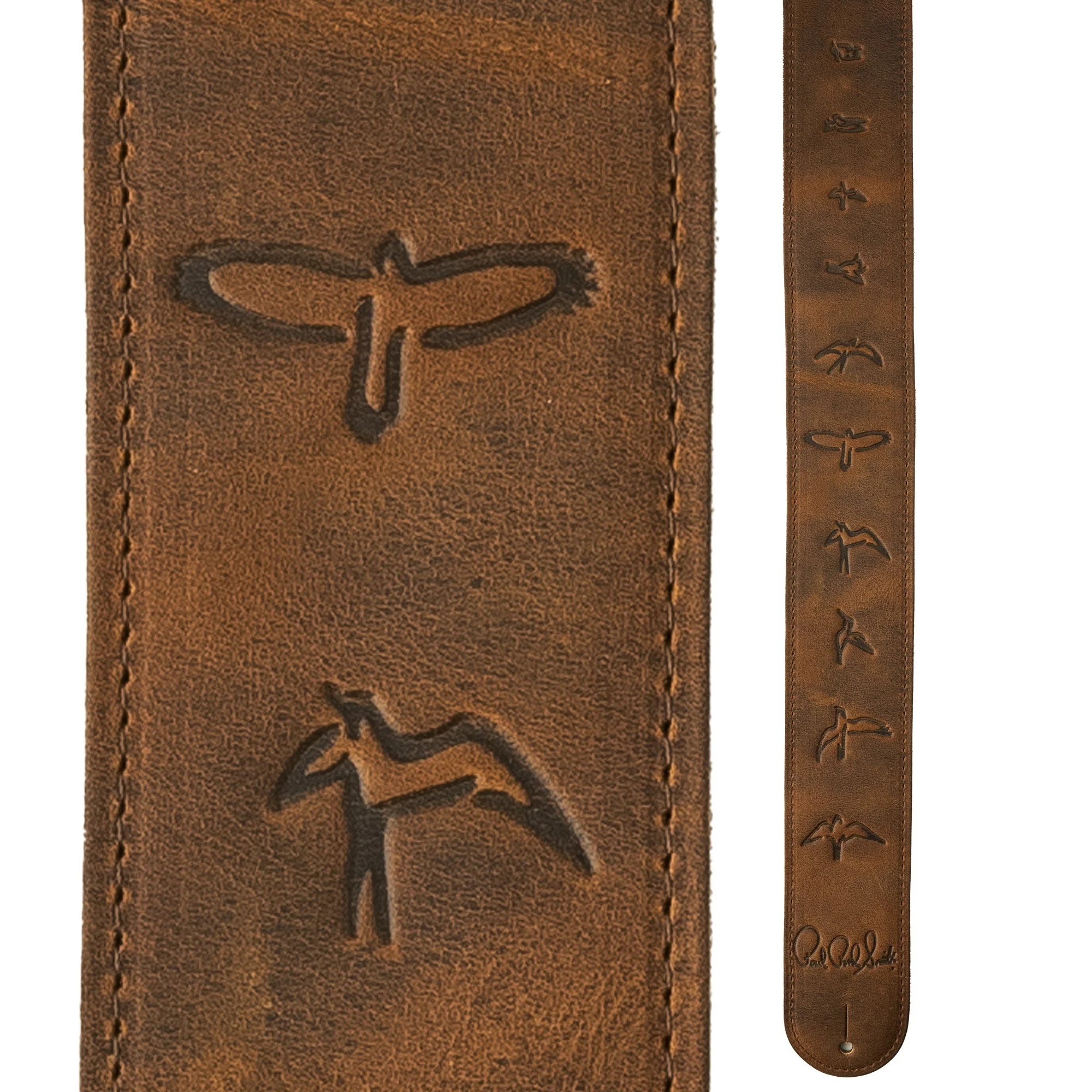 Distressed Brown Leather Birds Strap - Image 3